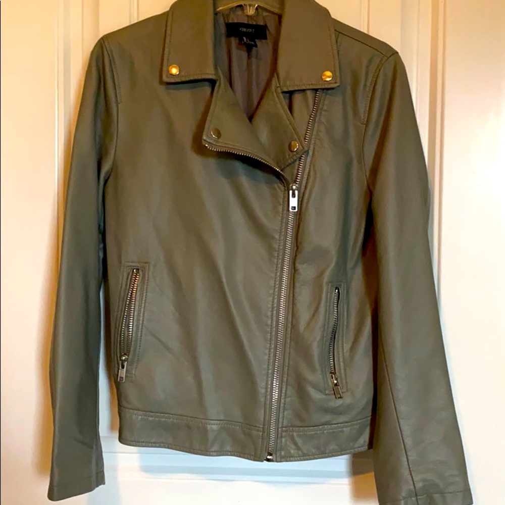 Faux leather biker style jacket